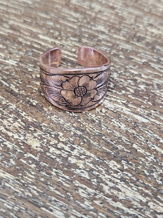 Engraved Copper Bronc Halter Ring