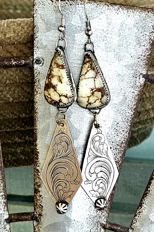 Sterling Silver and Wild Horse Jasper Earrings