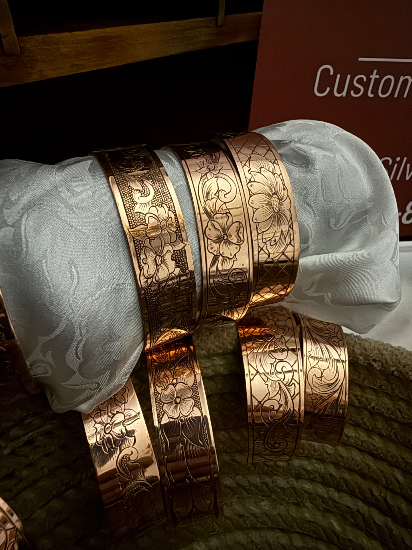 Engraved Copper/Silver/Nickel Cuff
