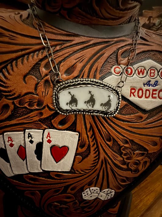Bucking Horse Bar Necklace