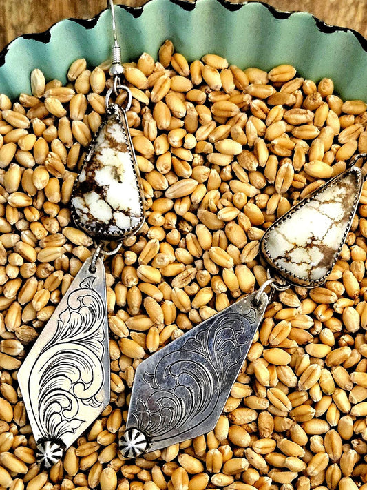 Sterling Silver and Wild Horse Jasper Earrings