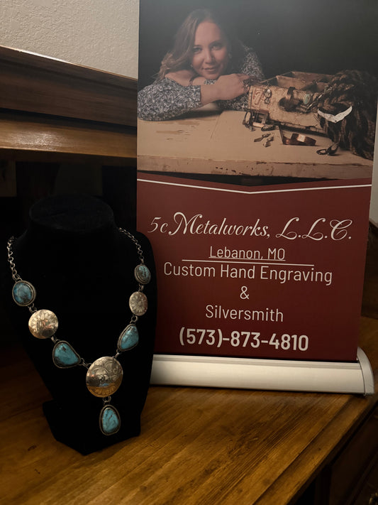 Black Web Kingman Engraved Lariat