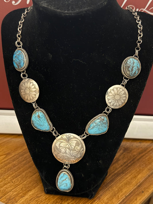 Black Web Kingman Engraved Lariat