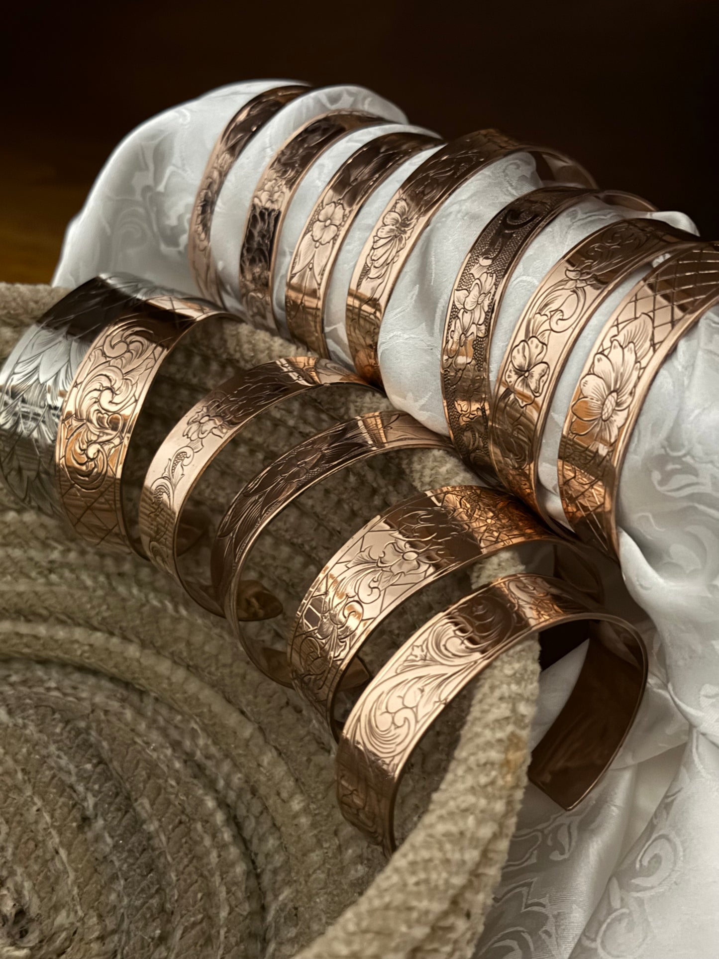 Engraved Copper/Silver/Nickel Cuff