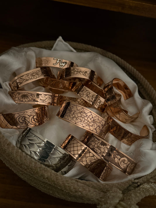 Engraved Copper/Silver/Nickel Cuff