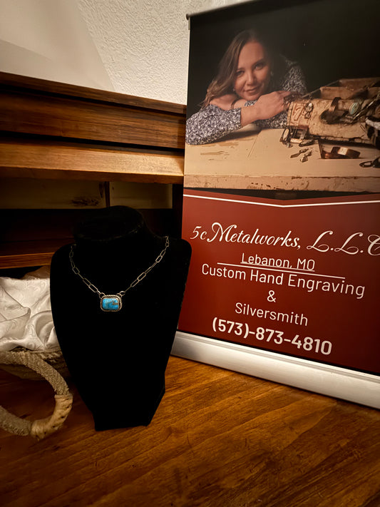 Kaolin Kingman Turquoise Mini Bar Necklace