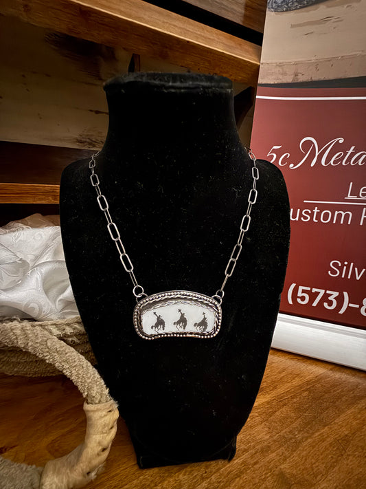 Bucking Horse Bar Necklace