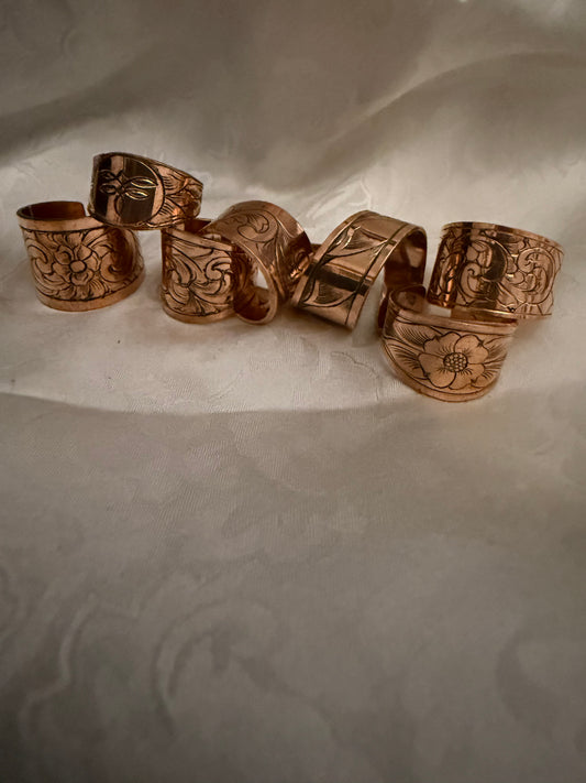 Engraved Copper Bronc Halter Ring