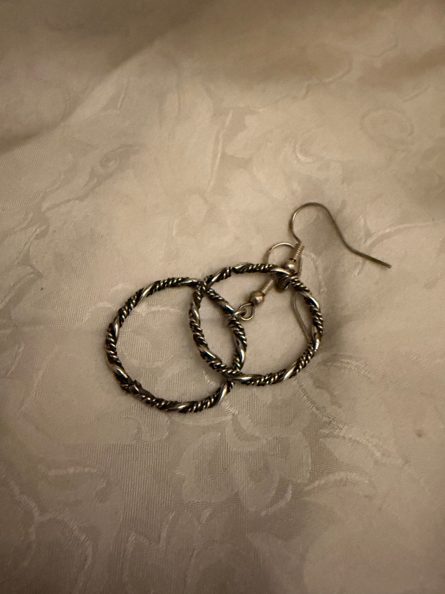 Sterling Silver Fancy Wire Hoop Earrings