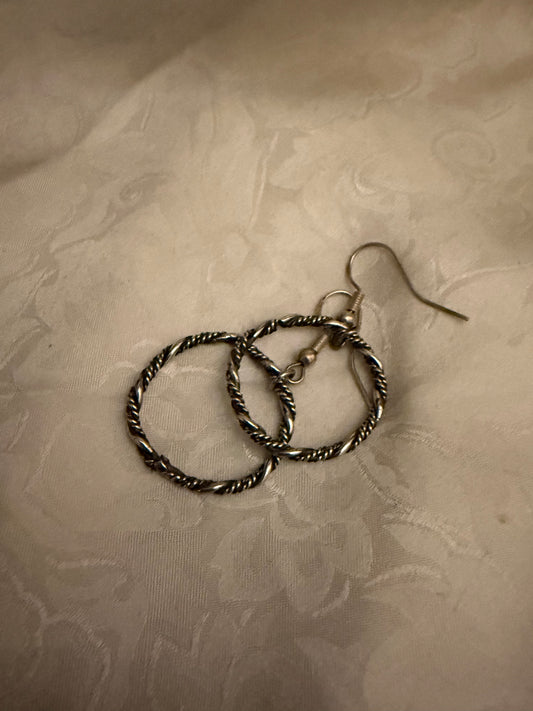 Sterling Silver Fancy Wire Hoop Earrings