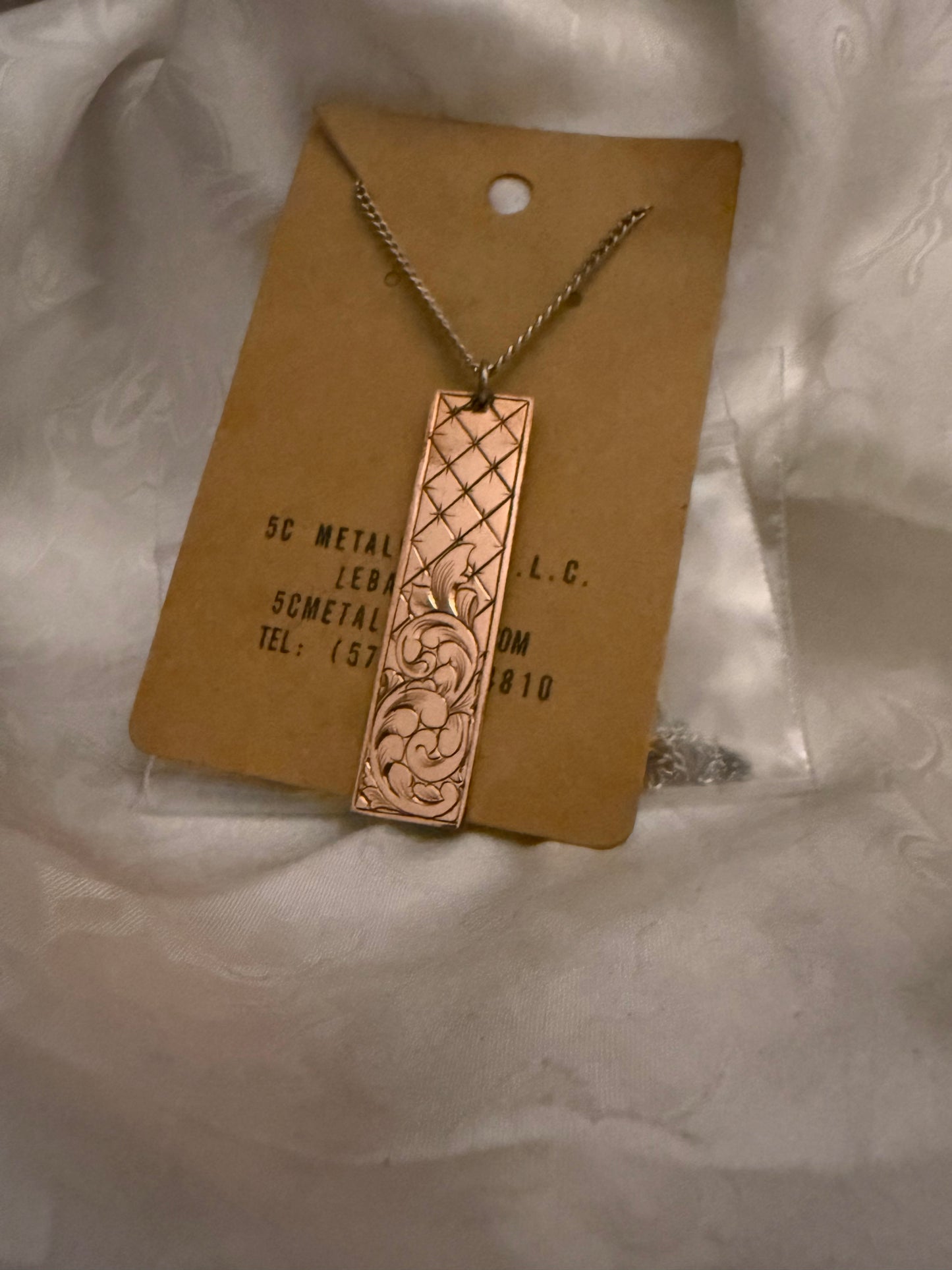 Engraved Copper Bar Necklace-No Background