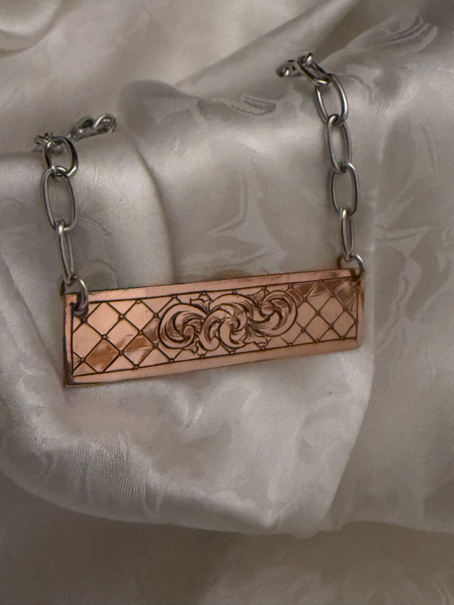 Engraved Copper Bar Necklace-No Background