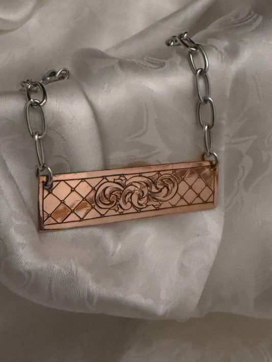 Engraved Copper Bar Necklace-No Background
