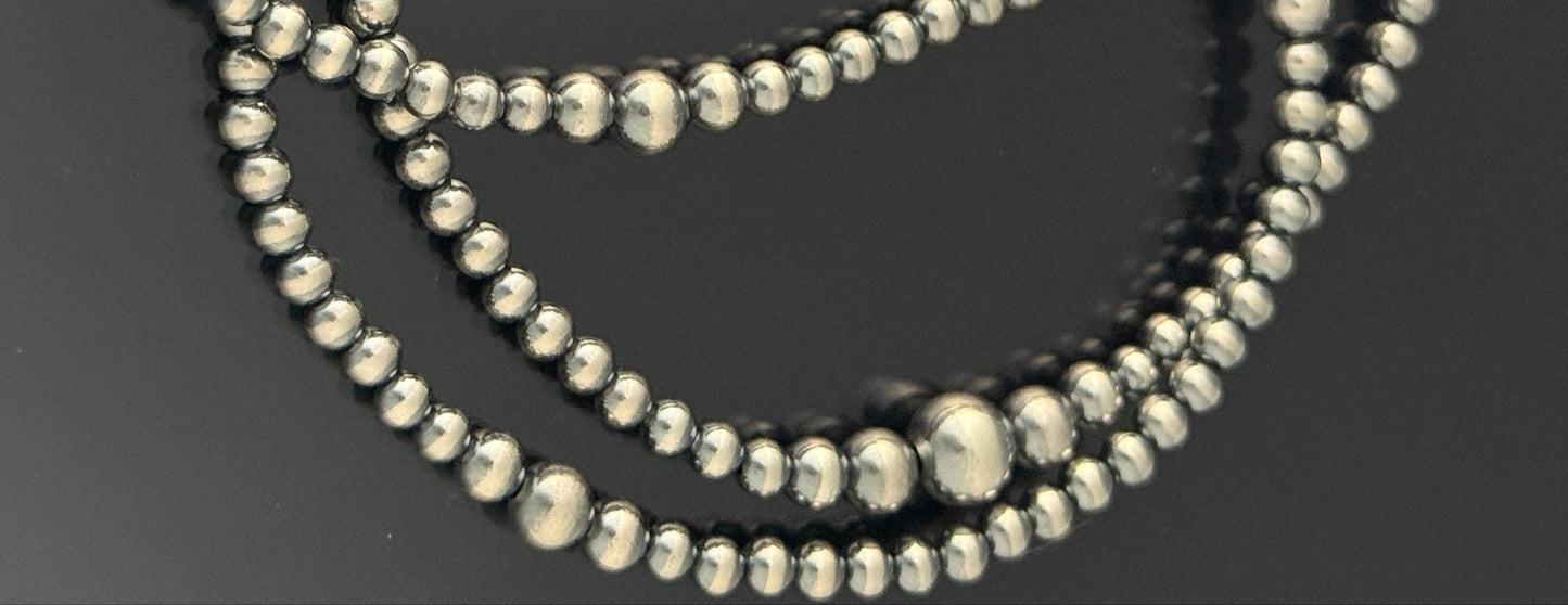 Sterling Silver Graduated Pearl Necklace