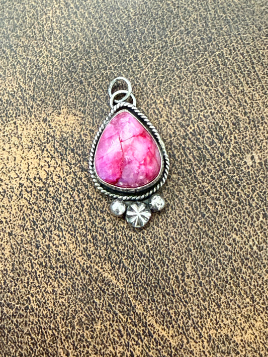Rough Beauty--Sterling Silver and Pink Moonstone Pendant