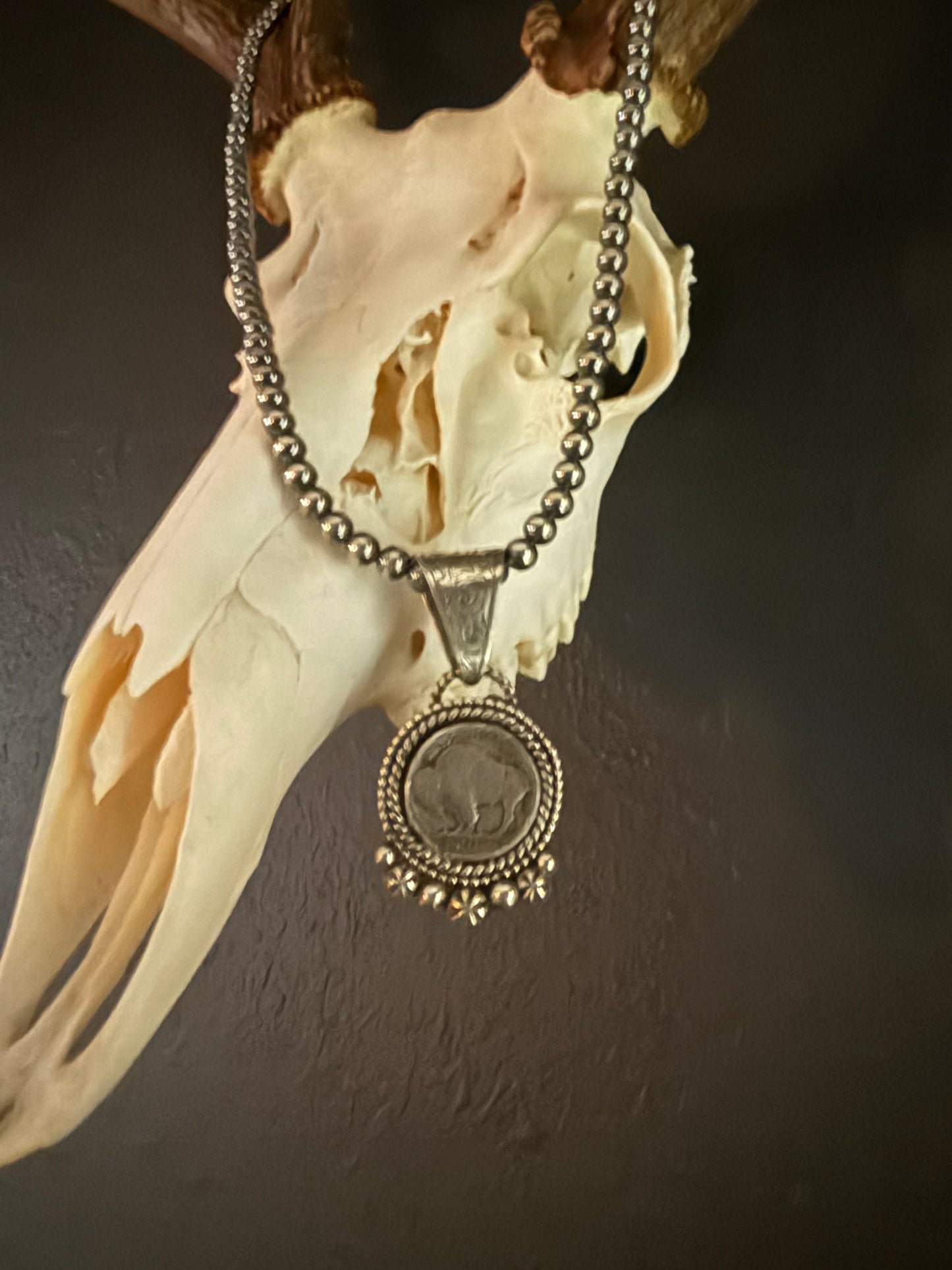 Buffalo Nickel Pendant with Engraved Bale