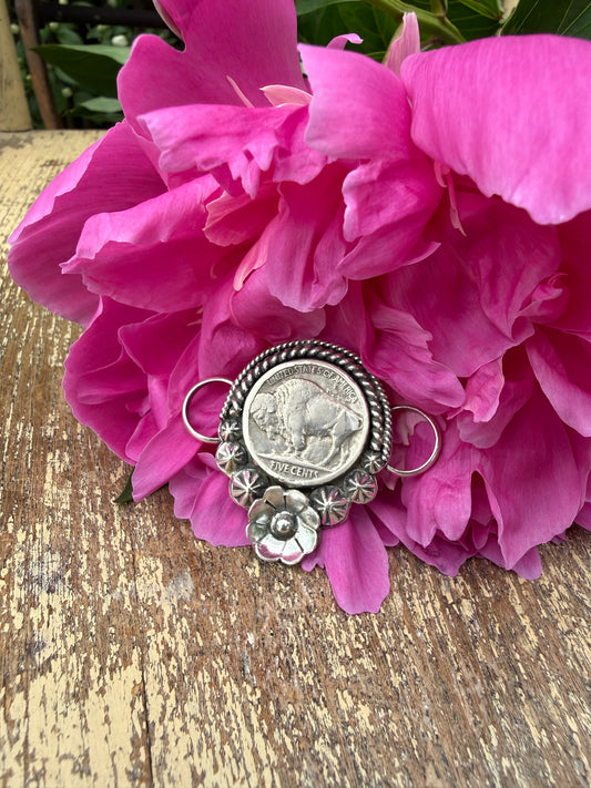 Buffalo Nickel Twilly Slide—Double border and Flowers