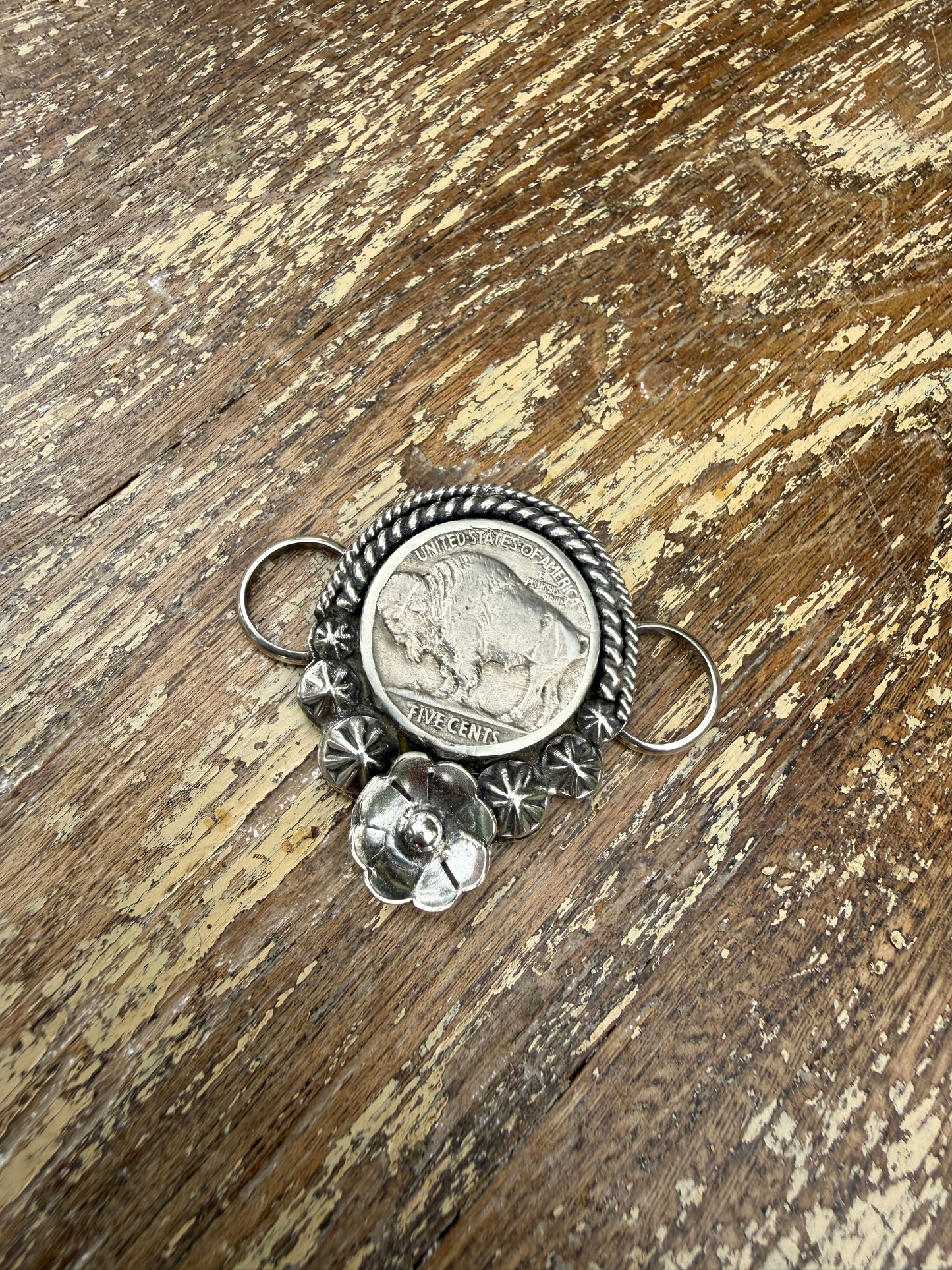 Buffalo Nickel Twilly Slide—Double border and Flowers