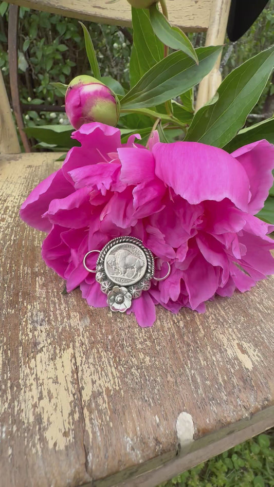 Buffalo Nickel Twilly Slide—Double border and Flowers
